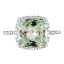 Natural Green Amethyst Gemstone with 925 Sterling Silver Ring for Women's 3382