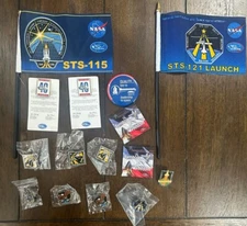 Official NASA Launch Pins And Flags (13 Pins) And 2 Flags Apollo Endeavor