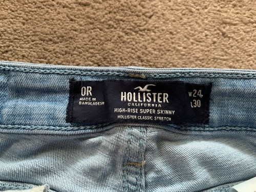 Hollister Women's High Rise Super Skinny Stretch Blue Jeans size 0R W24 L30 - Picture 2 of 3