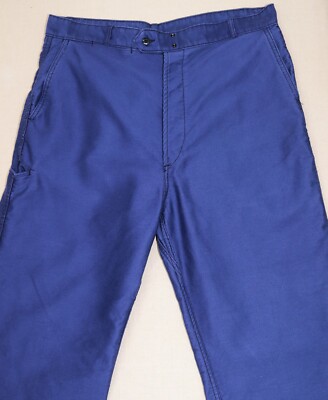 Vintage 1960s Blue Moleskin Work Chore Pants ADOLPHE LAFONT