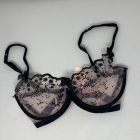 Agent Provocateur Ambrose Pink Black Bra Silk-Blend Bra 34E NWT
