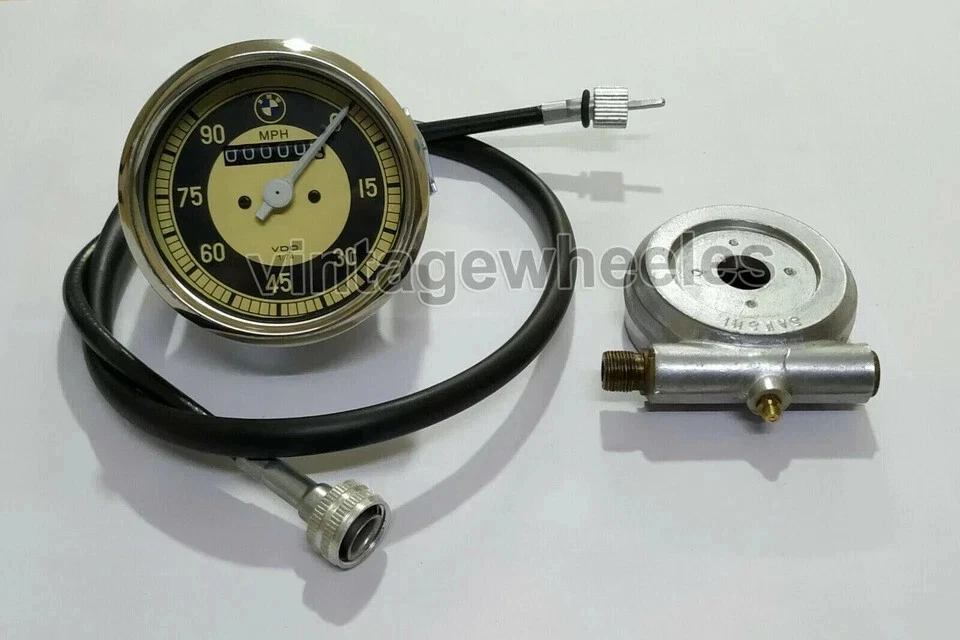 RÉPLICA BMW SPEEDO 0-90 MPH + UNIDAD Y CABLE DE 40" PULGADAS PARA BMW R25 R26 Y R50-51 Foto 2 de 3