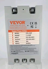  VEVOR 3 Phase Converter 10HP 30 Amp 220Volt 1 Phase to 3 Phase Digital Phase