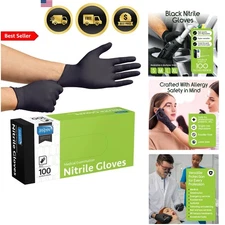 Nitrile Disposable Gloves Black Medical Exam Food Handling Cleaning Pack 1000