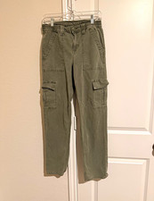American Eagle Women s Green Stretch Cargo Pants Cotton Canvas Straight Leg