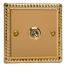 Single Toggle Light Switch 2-Way - Classic Georgian Brass with Polished Brass To