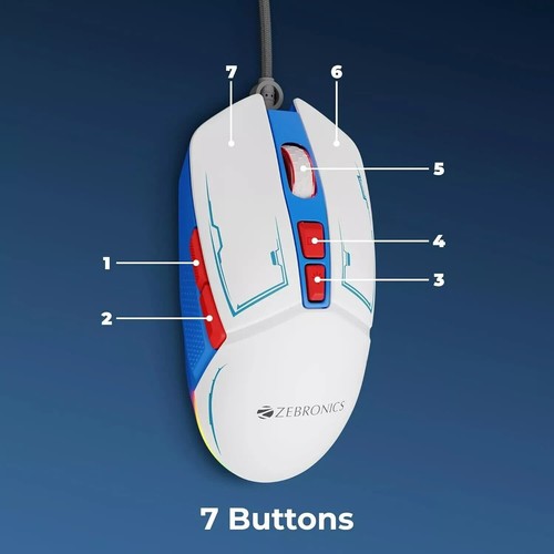 ZEBRONICS Astro Premium Gaming Mouse with Upto 7200 DPI 7 Buttons Braided Cable - Picture 3 of 5