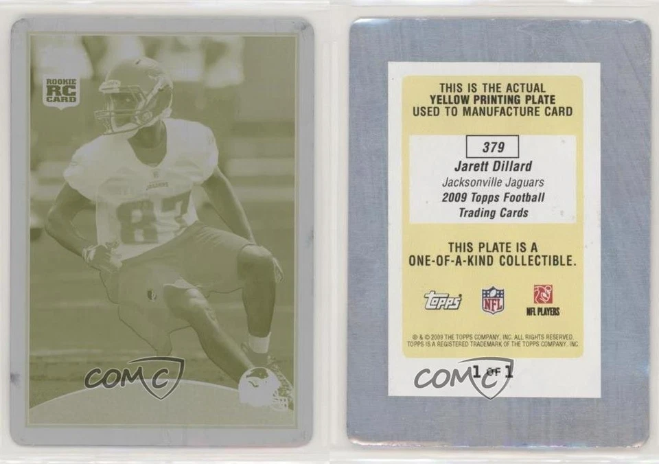2009 Topps Printing Plate Yellow 1/1 Jarett Dillard #379 Rookie RC 05fy - Image 3 of 3