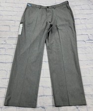 Haggar Dress Pants MENS 40X32 No Iron Premium Khaki Classic Flat Front Gray