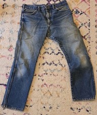 Lee Riders 36x32 Jeans Vintage Blue Wash Made in USA Worn Cowboy Distressed Mens