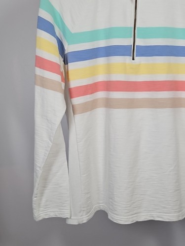 LL Bean Sweatshirt Womens Striped 1/4 Zip Pullover Pastel Stripes Size XL - Picture 4 of 9