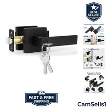 Door Lock Matte Black Door Knob with Lock, Heavy Duty Keyed Front Door Handle...