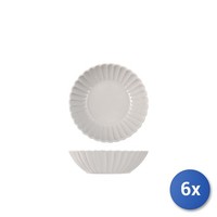 6X H&H Tiefer Teller Lotus Aus Steinzeug Grau 18 Cm