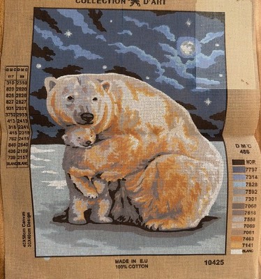 ￼ Collection D Art Printed needlepoint Tapestry Gobelin 40x50cm Polar Bears
