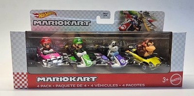 Hot Wheels Racer Verse Mario Kart Set of 4 Mario, Luigi, Dry Bones, Donkey Kong 