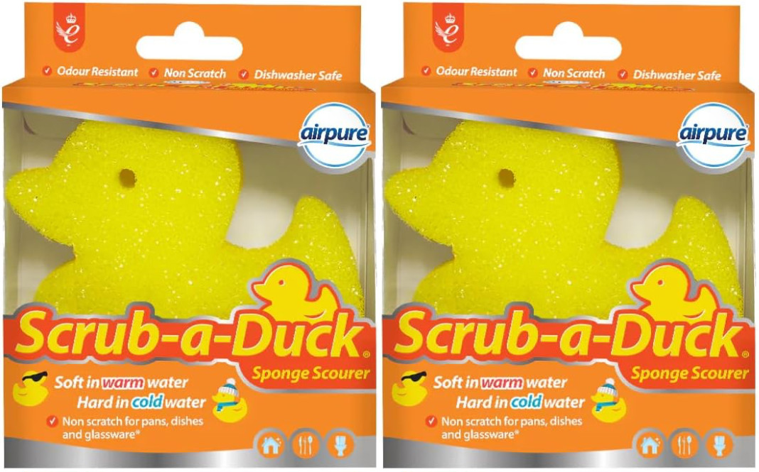 2x AirPure Scrub-a-Duck Non-Scratch Sponge Scourer Kitchen Bathroom Dish Glass