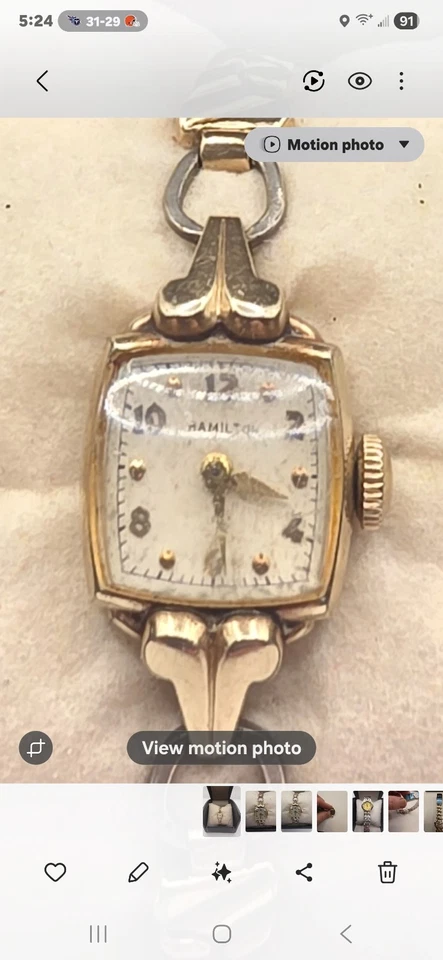 Reloj Hamilton vintage para mujer relleno de oro 10K Foto 4 de 4