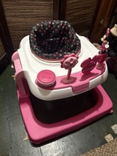 Disney Minnie Mouse Baby Walker Walking Aid w/ Toy Tray, Pink White Black