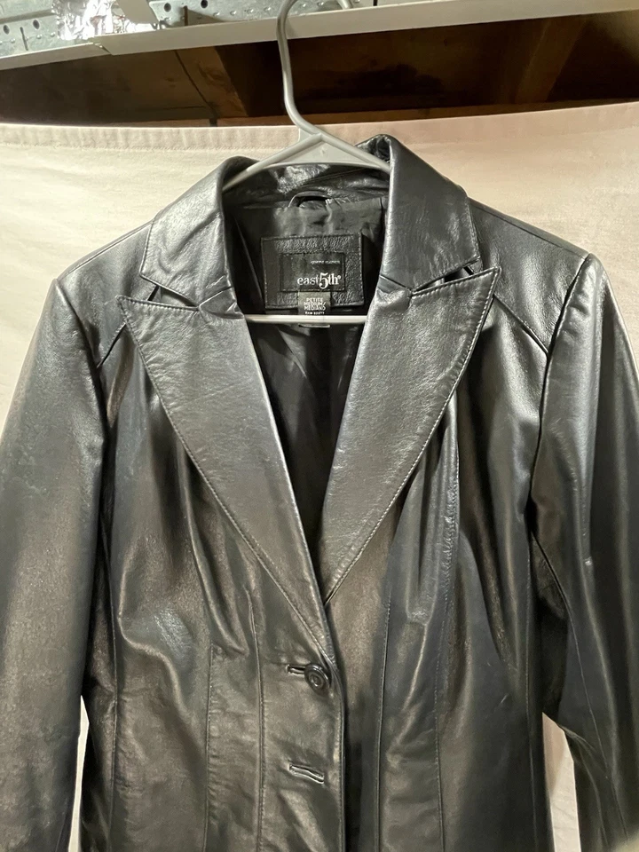 Chaqueta Blazer East 5th Cuero Para Mujer MP Preppy Quit Lujo Motociclista Aspecto Retro Foto 3 de 4