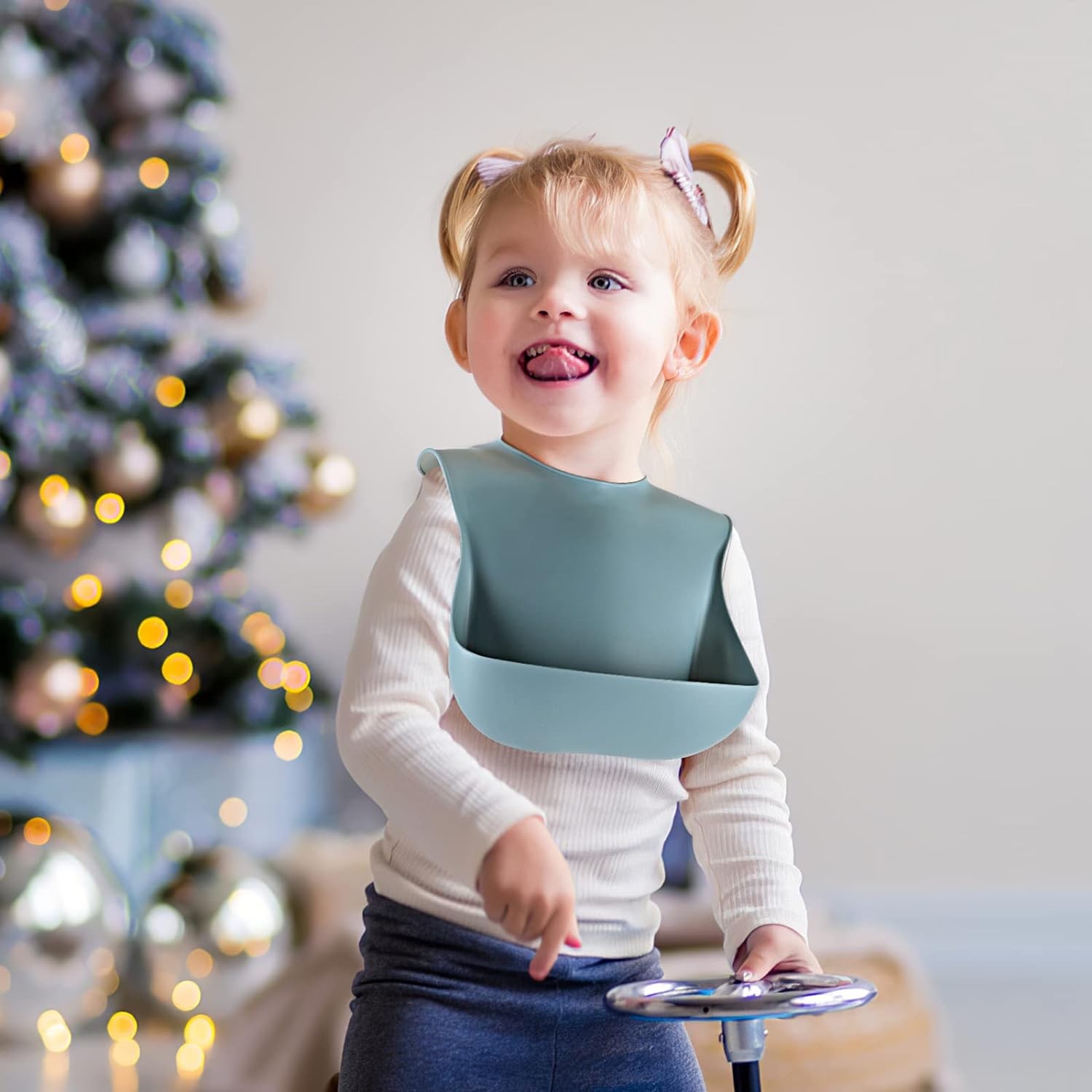 Silicone Baby Bibs for Babies & Toddlers Set of 3, BPA Free Pinkgreenblue 