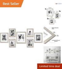 7 Piece Picture Frame Set Wall and Tabletop Photo Display Modern Driftwood