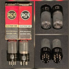 RCA 6SN7 GT TUBE GRAY SMOKE CHROMED FOIL WINGED MICA TOP MATCHED SET NIB