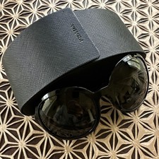 PRADA SPR 09V-F Women's Round Black Plastic Sunglasses Designer 1AB-5S0