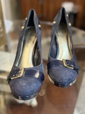 Antonio Melani Navy Suede CLASSIC PUMP Patent Leather Accents