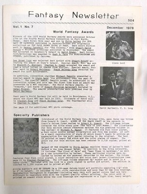 Fantasy Newsletter #7--Book, Mag, Fanzine, Convention info & pix--pulp + Sci