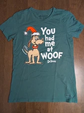 Women's Life is Good Max Grinch Christmas Green SS Crusher Tee S Dr Suess