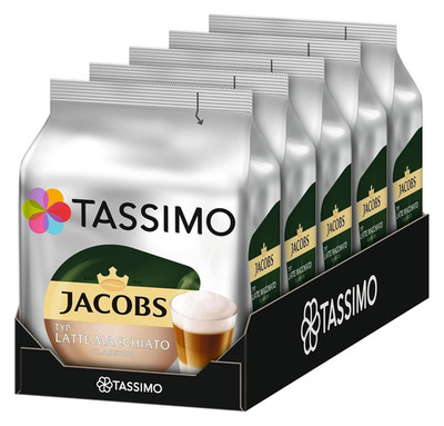 Jacobs Latte Macchiato T-Discs, Rainforest Alliance, Pack of 5 (8 Servings)