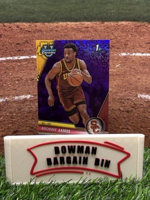 BRONNY JAMES 2023-24 BOWMAN UNIVERSITY CHROME 1ST ROOKIE RC PURPLE Sparkle /399