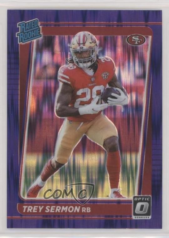 2021 Panini Donruss Optic Rated Rookie Purple Shock Prizm Trey Sermon #224 7ba