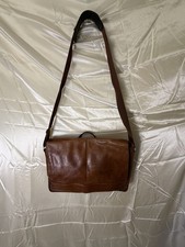 Wilsons Leather Brown Distressed Messenger Bag Laptop Briefcase Vintage Patina