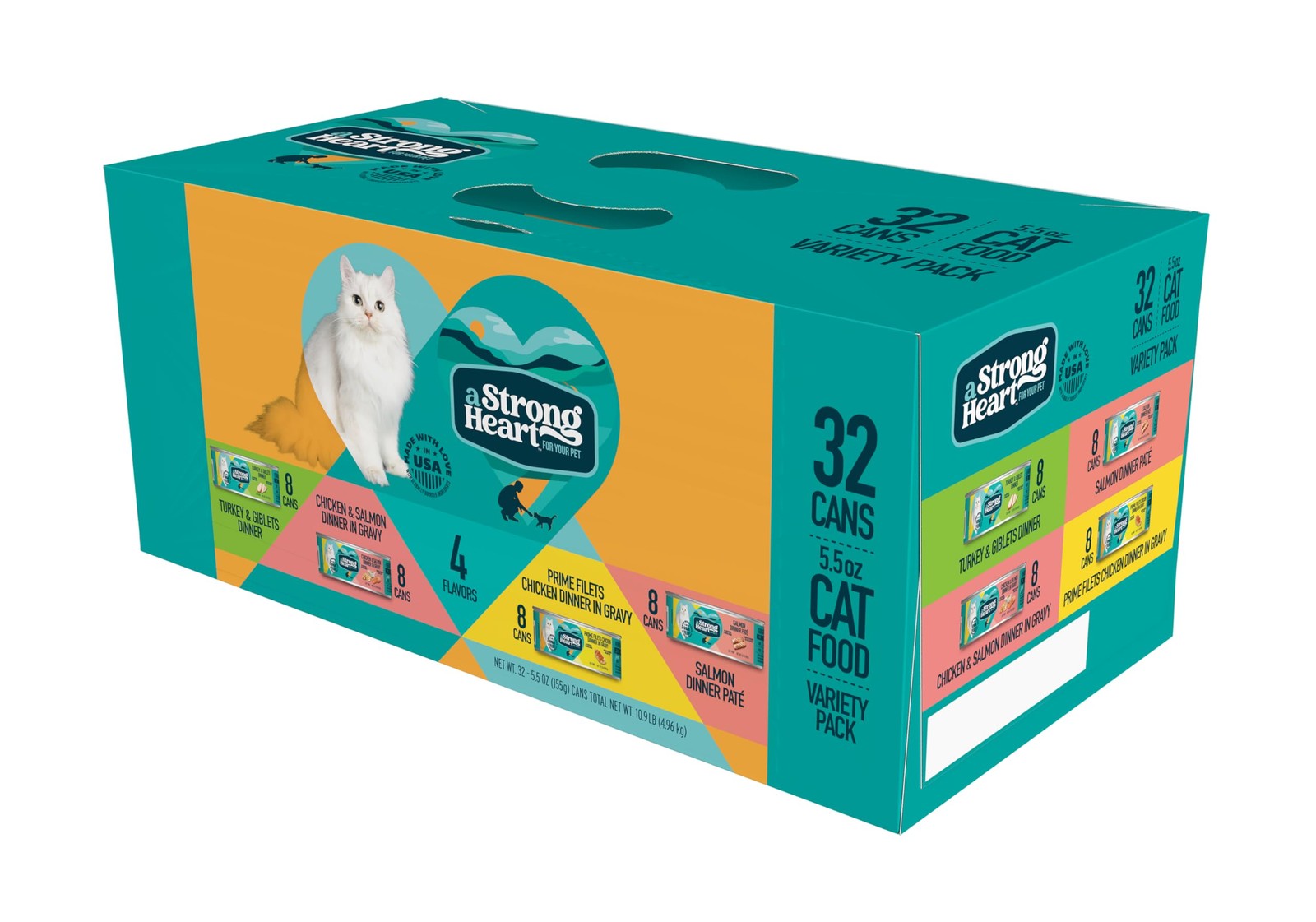 A Strong Heart Canned Wet Cat Food, Dinner Variety Pack - 5.5 oz Cans (Pack o...