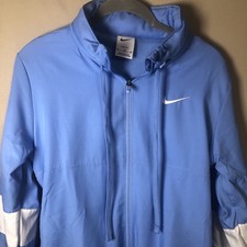 Nike Dri-Fit Women's Blue Training Jacket CJ1796-453 Size M Hidden Hood Vented