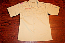 Boy Scouts of America BSA Youth Shirt Tan Large Plain No Patches Short Sleeve