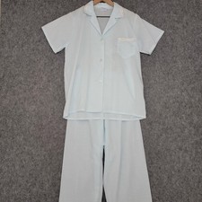 Vintage Carole Pajama Set Womens Large Embroidered Collar Pocket 2 Piece 80s