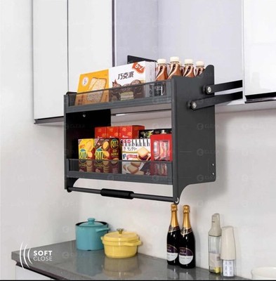 Upper Kitchen Cabinet Storage Pull Down Shelf Spice Rack Organizer 22.5 