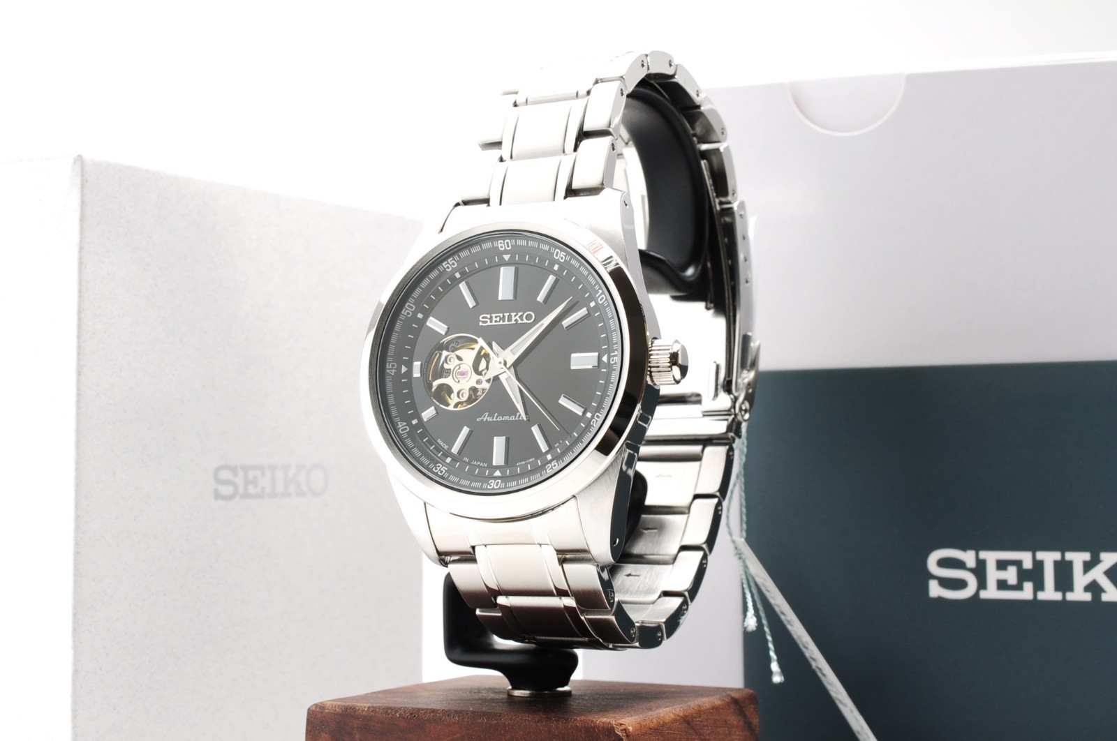 Seiko SCVE053 Black Dial Automatic Mechanical Skeleton Men Watch