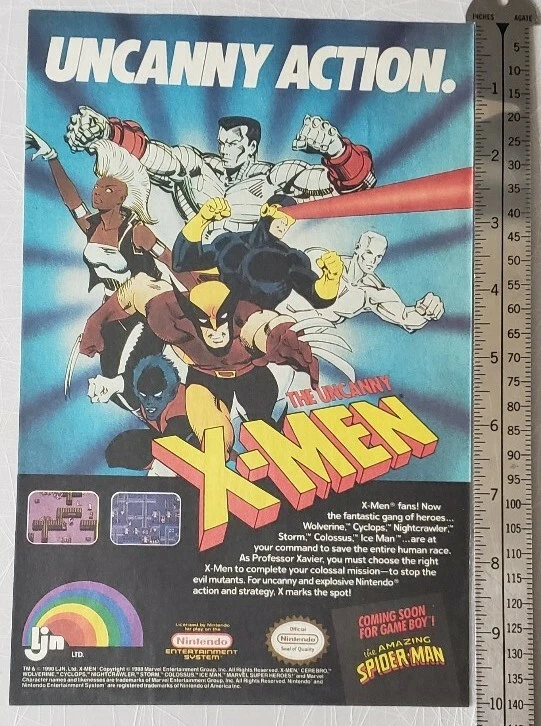 X-men Uncanny Action Nintendo NES Rare Print Ad - Image 2 of 2