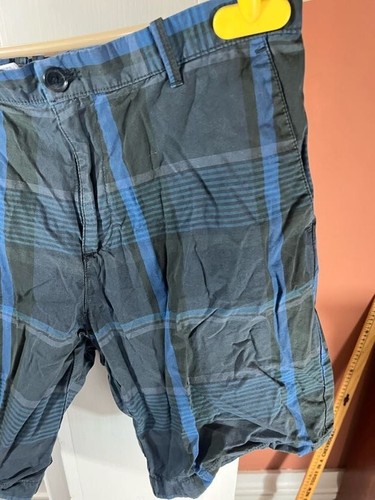 Calvin Klein Men's Plaid Chino Shorts Slim Fit Pockets Summer Black Blue Size 32 - Picture 3 of 7