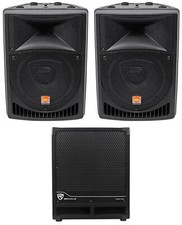  2 Rockville RPG8 8" Powered Active 400 Watt DJ PA Speakers Active Subwoofer