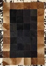 Leather Carpet Patchwork Hand Woven Decorative Rug Hair Animal Hide Area Rug