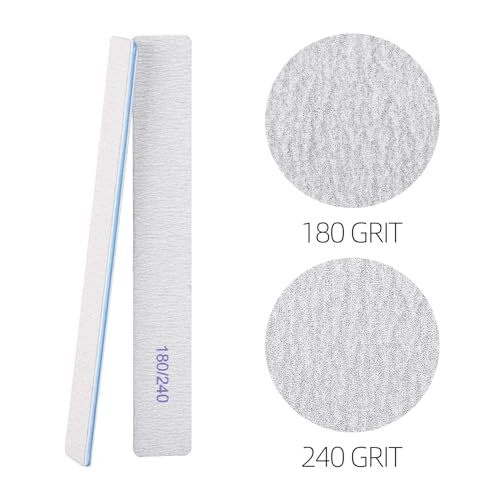 25 Pieces 180/240 Grit Rectangle Nail Files for 25 Count（Blue）180/240 ...