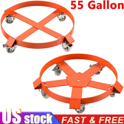1/2PCS 55 Gal Drum Dolly Heavy Duty Barrel Cart 1000/1250lbs with Swivel Casters