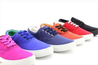  Unisex Flache Schnürschuhe Canvas Plimsolls Deck Boot Schuhe Turnschuhe Sommer