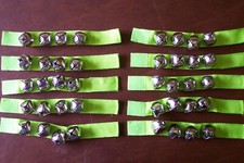 Set of 10 Percussion Bells Kids Size Nylon Hook/Loop Strap Lime Green Music Band