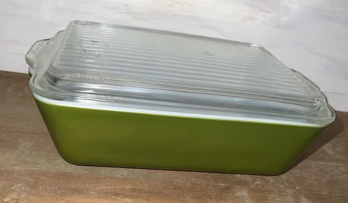 Vintage Pyrex Avocado Olive Green 1.5 QT Refrigerator Dish 0503 Glass Lid 503-C
