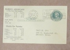 POSTAL CARD 1939 ADVERTISING ARTWORK CACHES on FIRST DAY COVERS w/SLOGAN CANCEL